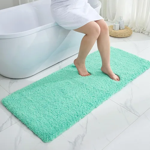 Vista 14 de Disolla - Alfombra antideslizante pequeña y esponjosa para el suelo del baño, lavable, afelpada, para ducha, absorbente, color beige, 17 x 24