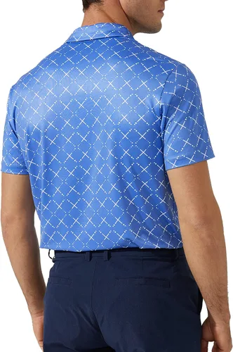 Vista 3 de Purltoan Polo de manga corta para hombre, estampado de ajuste seco, a la moda, informal, para golf, playa, tropical
