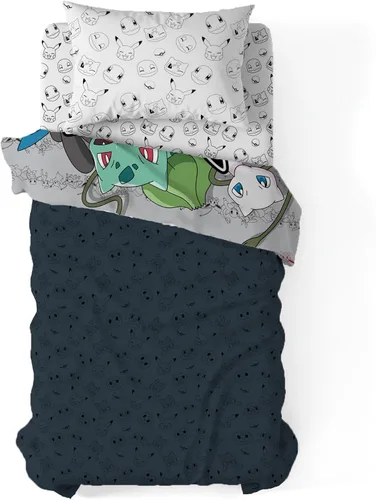 Vista 6 de Northwest Pokemon - Juego de cama individual en una bolsa, Pikachu Squirtle Eevee Charmander, ropa de cama de anime para niñas y niños, escuadrón