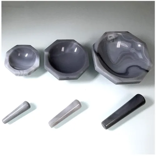 Vista 5 de Maja de ágata Alpha Nanotech solamente, 8 lados/forma octogonal, utilizada para morteros de 4.724 in