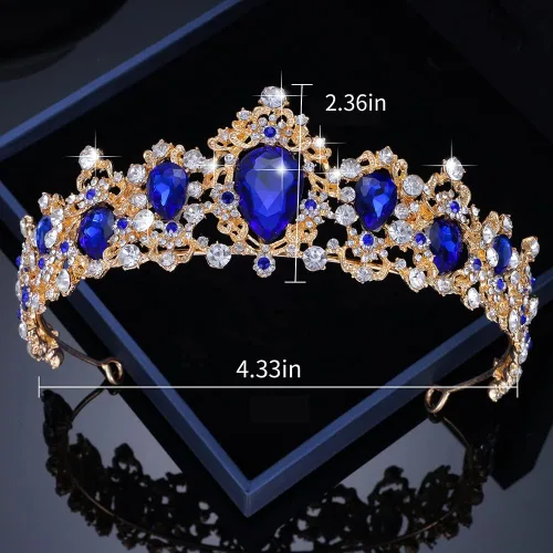 Vista 6 de Kamirola Corona barroca de reina, corona nupcial de diamantes de imitación y tiaras diadema de cristal para cumpleaños, graduación, concurso