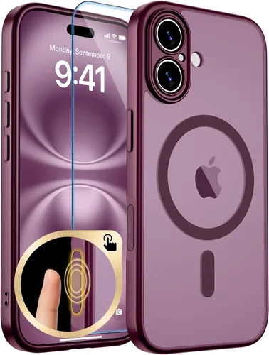 Vista 244 de zapica Funda magnética para iPhone Air, con protector de pantalla de vidrio templado, compatible con MagSafe, translúcida mate, a prueba de golpes