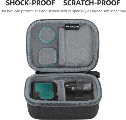 Vista 4 de Action 3 Funda para DJI Osmo Action 3 Cámara Bolsa Accesorios Cubierta Protectora para Varilla de Extensión Baterías Adaptador Base Tornillos Cordón