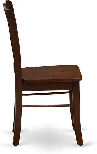Vista 7 de East West Furniture ANDL3-MAH-W Juego de mesa y sillas de cocina de 3 piezas contiene una mesa de comedor redonda con pedestal y 2 sillas