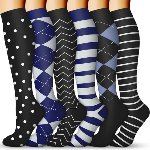Vista 17 de Calcetines de compresión para mujeres y hombres 15-20 mmHg, mejores para uso médico, enfermería, para correr, atletismo, varices, viajes
