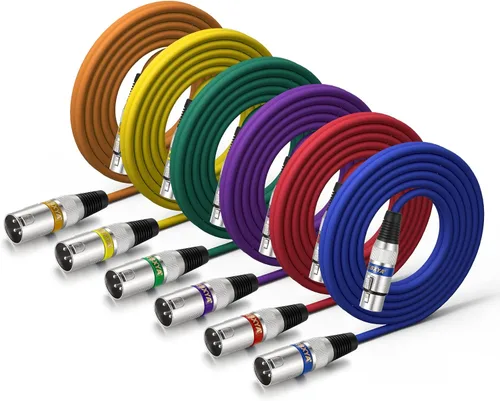 Vista 17 de EBXYA Cable XLR de 2 pies, paquete de 10 unidades, 3 pines, cable de micrófono XLR equilibrado macho a hembra, adecuado para mezclador de audio 10