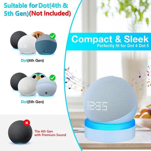 Vista 2 de ZUOLACO Soporte de mesa para Echo Dot 5ª generación, soporte de escritorio para Echo Dot 4ª/5ª generación, soporte base con guía de luz, accesorios