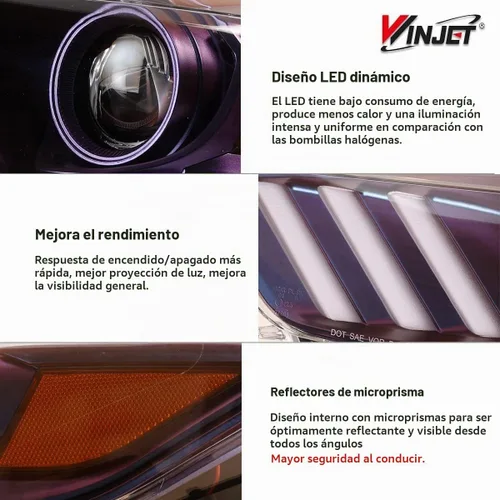 Vista 7 de Conjunto de faros LED para Ford Mustang Coupé y Convertible 2015-2017 Azul púrpura
