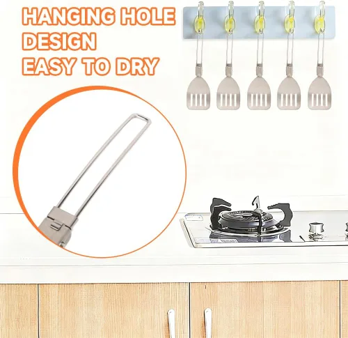 Vista 6 de Espátula plegable – Mini espátula portátil de acero inoxidable con mango plegable para camping, picnic, viajes, senderismo, barbacoa