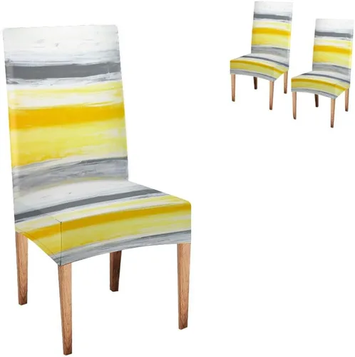 Vista 161 de TOMWISH Juego de 2 fundas para sillas de comedor, color turquesa y gris, fundas elásticas para sillas Parsons, de elastano, lavables, protectores