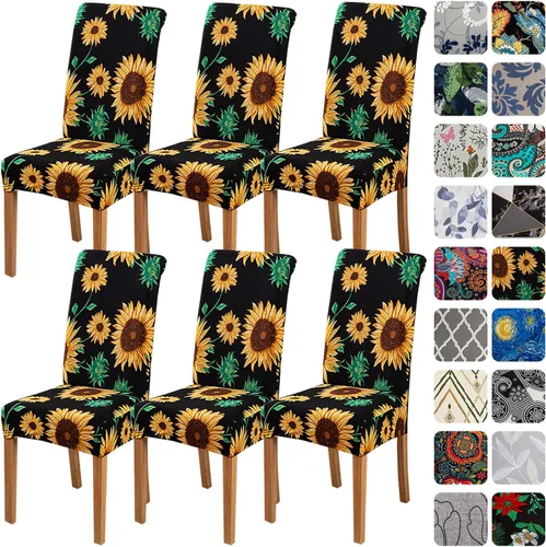 Vista 30 de HZDHCLH Juego de 4 fundas para sillas de comedor color burdeos, fundas elásticas de elastano para sillas Parsons, paquete de 4, fundas de asiento