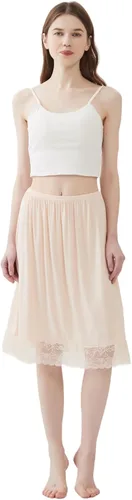 Vista 7 de Paquete de 3 medias faldas de encaje para debajo de los vestidos, falda para mujer, antiestática, medio deslizante