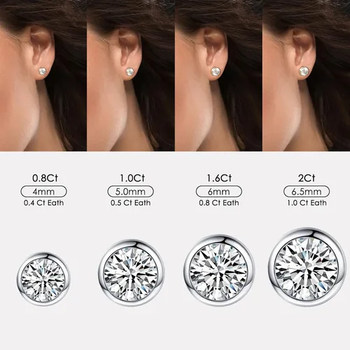 Vista 5 de Diamond Stud Earrings for Women Men Gifts for Wife Soulmate Mom Girlfriend 0.8CT-2Ct Moissanite Stud Earrings Anniversary Jewelry Present for Wife