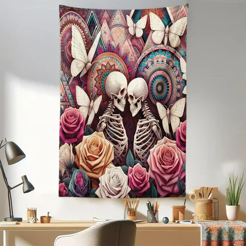 Vista 151 de Ambesonne Tapiz Trippy, vista panorámica de la cascada con bosques de ensueño y mandala oriental psicodélico, decoración de tela para colgar