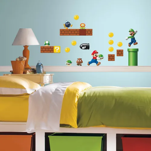 Vista 4 de RoomMates RMK2351SCS Nintendo New Super Mario Bros Adhesivos para pared de escena de construcción, multicolor