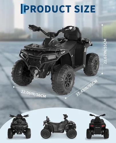 Vista 9 de 12V Kids ATV Ride on Toy with Remote ControlElectric 4 Wheeler for Kids 3-8 Black