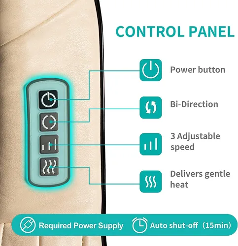 Vista 7 de Nekteck Masajeador de cuello y espalda beige y masajeador de pies portátil con calor FM12