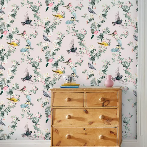 Vista 2 de Joules Handford Garden Birds - Papel pintado de crema antigua