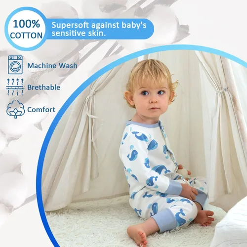 Vista 2 de Zanie Kids Mameluco de manga larga para recién nacido 100 algodón sin pies 3-24 meses