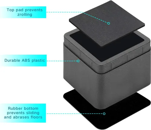 Vista 4 de BTSD-home Elevadores de cama de 2 o 4 pulgadas, resistentes, apilables, elevadores de muebles para sofá, mesa, silla, cama, bloques de elevadores