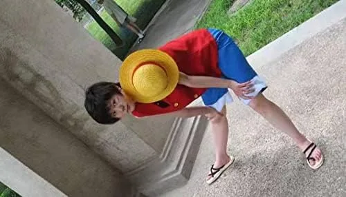 Vista 2 de YOUYICOS Accesorios de cosplay de anime Monkey D Luffy Hat Peluca de cosplay Luffy
