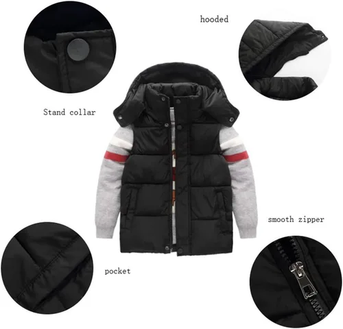 Vista 6 de Digirlsor Chaleco acolchado con capucha y cremallera para niños y niñas 5-12T