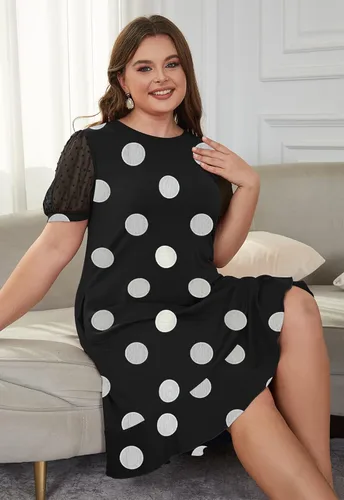 Vista 6 de Keluummi Vestidos de novia de talla grande para mujeres con curvas, vestido de verano casual de negocios, acampanado, vestido de graduación