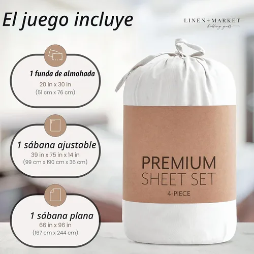 Vista 9 de Linen Market Juego de Sábanas de Microfibra Cepillada Twin de 3 Piezas – Certificado Oeko-TEX Ultra Suave y Sin Arrugas - Sábanas de Bolsillo Blanco