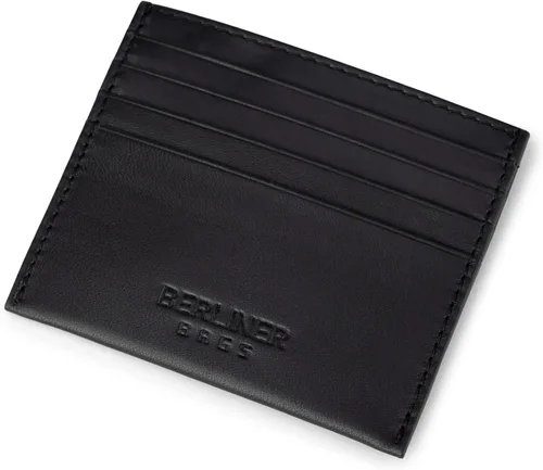 Vista 6 de BERLINER BAGS Funda de piel prémium para tarjetas, tarjetero con bloqueo RFID para hombres y mujeres, Negro -, Minimalista