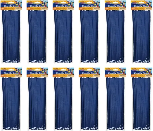 Vista 23 de Creativity Street Jumbo Chenille Stems, 12" x 6 mm, Craft Pipe Cleaners in Assorted Basic Colors, Pack of 100, Case of 12 Packs, 1200 Chenille Stems