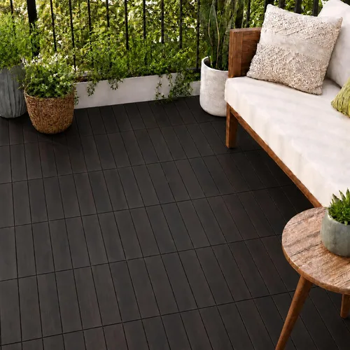 Vista 21 de Baldosas de madera de acacia para exteriores, baldosas de patio que se entrelazan. Moderno Gris Recto
