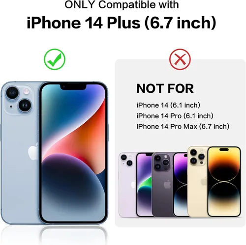 Vista 2 de [Usado] Funda LOQUPE [5 en 1] para iPhone 14 Plus, con 2 protectores de pantalla + 2 protectores de lente de cámara, funda protectora antichoque