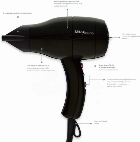 Vista 4 de Sedu Revolution, Secador de Pelo Profesional (4000I). Negro