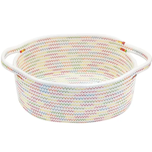 Vista 25 de ABenkle Cesta Pequeña con Asas - Contenedor de Almacenamiento Tejido de Cuerda Decorativo Duradero Cubo Organizador de Estante, Cesta de Regalo