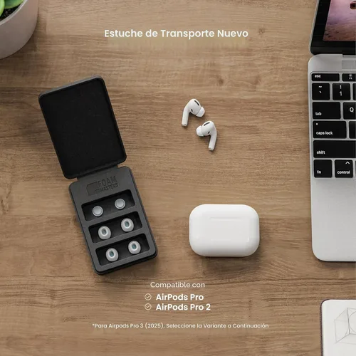 Vista 3 de Almohadillas de espuma viscoelástica prémium para AirPods Pro 1° y 2° generación, 3 pares, versión Black Magic 6.0, cómodas, seguras, mejor Blanco