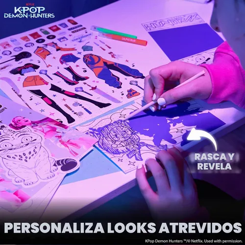 Vista 5 de Netflix Kpop Demon Hunters - Juego de diseño de moda HUNTR/X, kit de bocetos de moda, más de 25 elementos esenciales de diseño con calcomanías