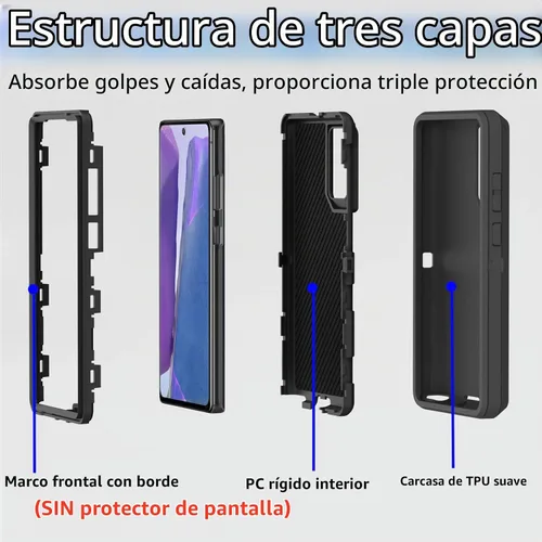 Vista 2 de Funda para Samsung Galaxy Note 20 (no para Note 20 Ultra), resistente funda protectora a prueba de polvo, a prueba de golpes, protección contra Negro