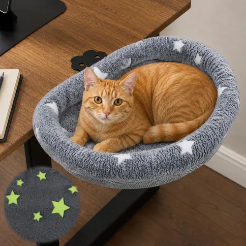 Vista 10 de Cama de escritorio para gatos, hamaca de escritorio ajustable para Grisclaro