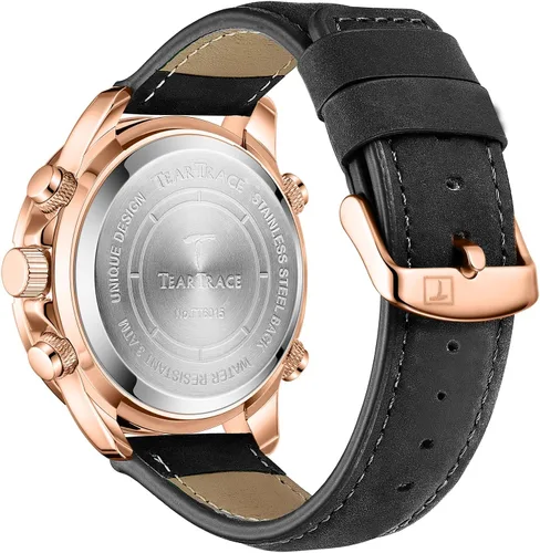 Vista 2 de TEARTRACE Watches for Men Luxury Business Waterproof Calendar Leather Strap Digital Chronograph Analog Wristwatch