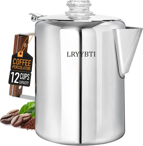 Vista 8 de Percolator Pot - Olla de café de acero inoxidable para acampar, sin aluminio o plástico, estufa de café (9 tazas)