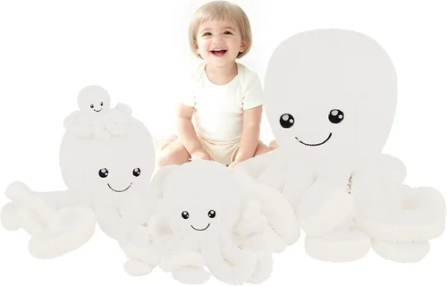 Vista 18 de DENTRUN Pulpo de peluche gigante, muñeca de pulpo de peluche para niños, niñas, adultos, regalo de cumpleaños, Navidad, Halloween, animales marinos