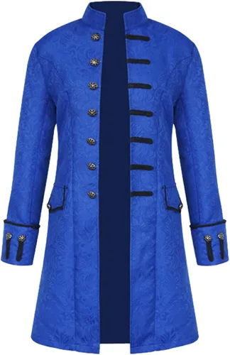 Vista 4 de Disfraz steampunk para hombre, estilo vintage, victoriano, gótico, vampiro, cosplay, Halloween, renacentista, uniforme
