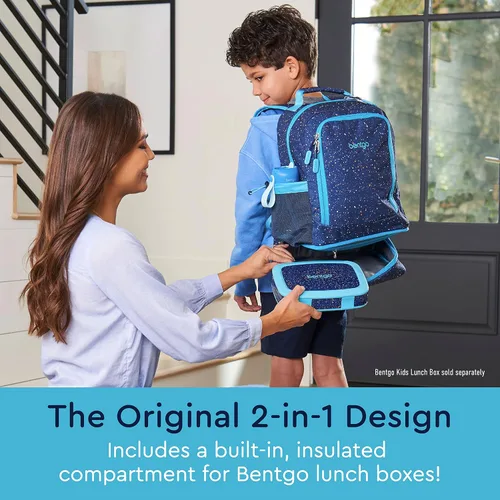 Vista 2 de Bentgo Kids Prints - Mochila 2 en 1 y lonchera aislada, Edición Confeti - Abyss Blue, Niños