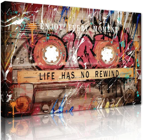 Vista 104 de Novatique Arte de Pared de Cinta de Casete Decoración de Sala de Música Póster Impreso Life Has No Rewind Casete Lienzo Arte de Pared Pósters