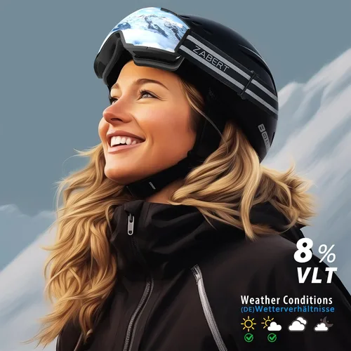 Vista 3 de Gafas de esquí OTG para usar sobre lentes, gafas de nieve y snowboard, para adultos, hombres, mujeres y jóvenes, antiempañamiento, 100% protección