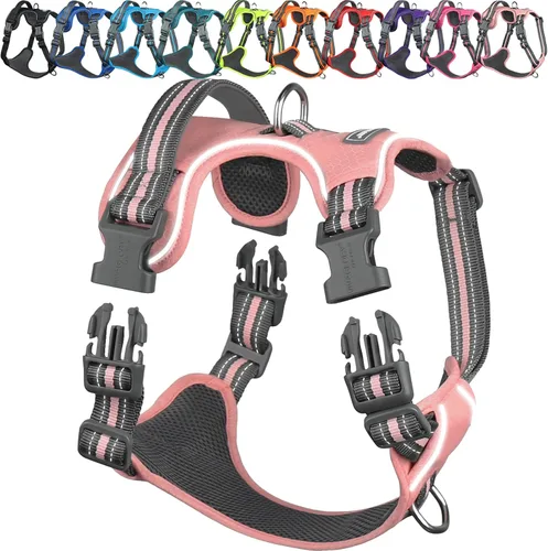 Vista 15 de Vivaglory - Arnés de arnés para perro sin tirones, XS, color negro, estampado with Handle Front and Back Clip for Training & Pulling, No Pull &