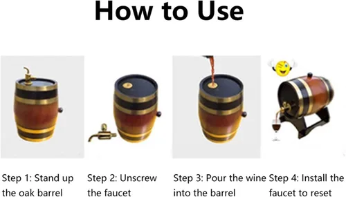 Vista 6 de Barril de whisky de madera, barril de envejecimiento de roble de 3 litros con 4 soportes y grifo, barril de vino tinto para cerveza casera