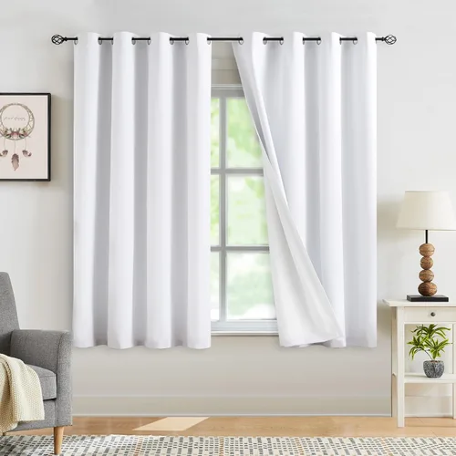 Vista 14 de Jubilantex Cortinas opacas 100% con revestimiento de lino, paneles de cortina texturizados de lino gris, 84 pulgadas de largo para dormitorio, sala