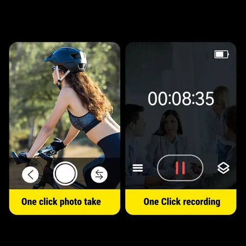 Vista 2 de Reproductor de MP3 Bluetooth, reproductor de música con cámara digital FHD 720P, pantalla táctil de 2 pulgadas, lente giratoria 180, clip