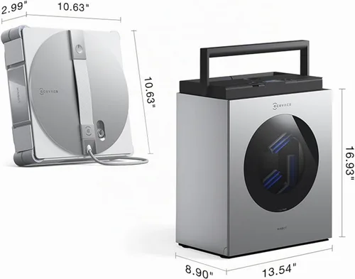 Vista 9 de ECOVACS WINBOT W3 Omni Robot limpiador de ventanas con limpieza automática y estación multifuncional, navegación inteligente Win-SLAM 5.0, limpieza
